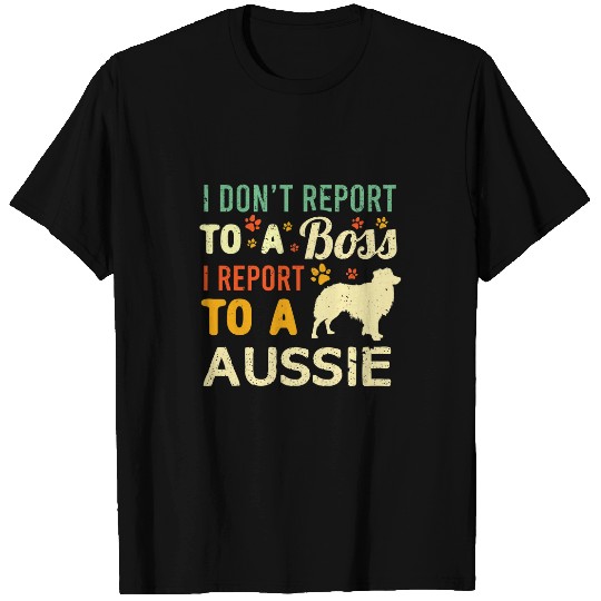 Funny WFH Aussie Boss Work From homes Australian Shepherd Dog T-Shirts
