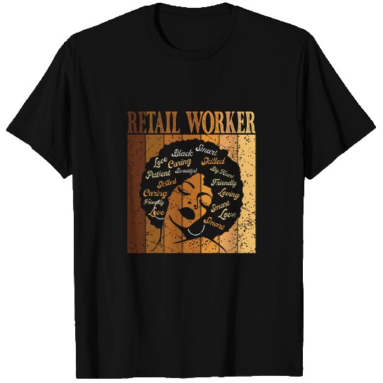 Retail Worker Afro African Women Black History Month T-Shirts