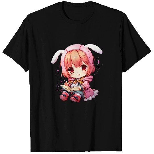Kawaii Anime Girl Holding Book Kawaii Japanese Otaku Girl T-Shirts