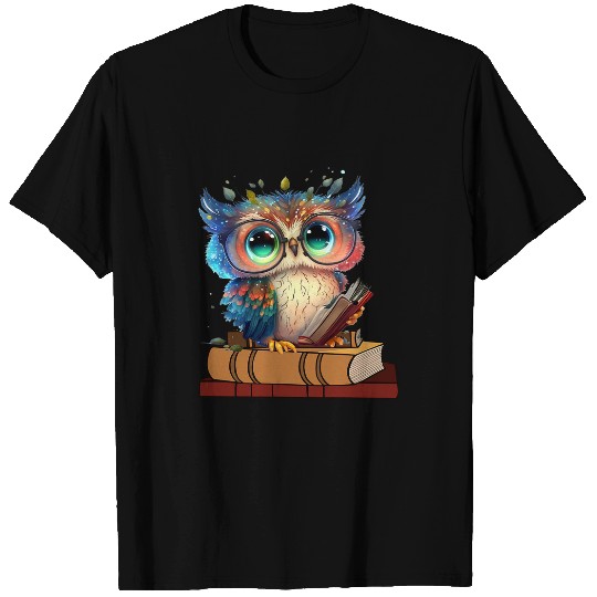 Kawaii Owl Reads Book Reading Bookworm Library Book 2 T-Shirts