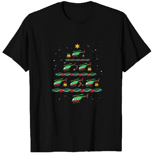 Helicopter Ugly Christmas Pilot xmass Tree T-Shirts