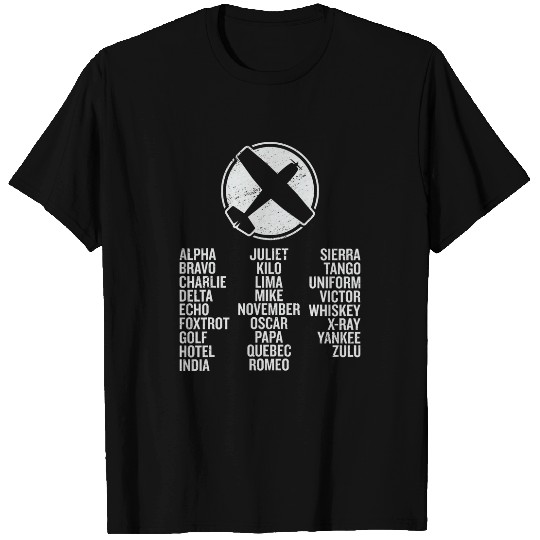Military alphabet pilot aircraft radio sparks aviator T-Shirts