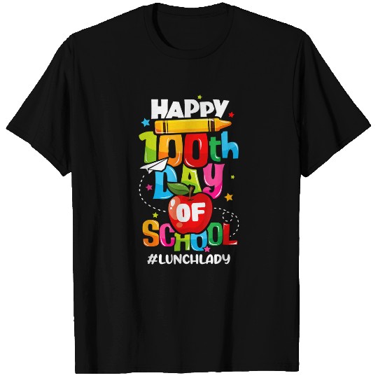 Happy 100th Days Of School Lunch Lady Cafeteria Worker T-Shirts