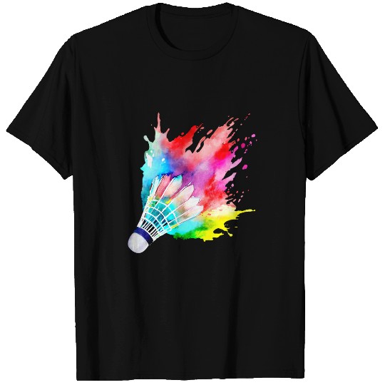 Badminton Shuttlecock Watercolor Player Gift Artistic Artsy T-Shirts