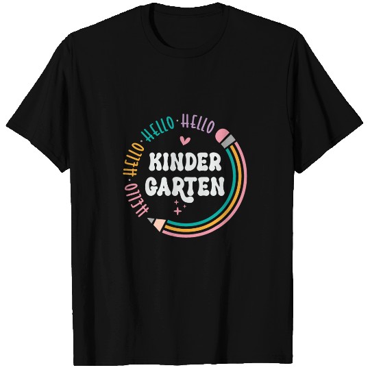 Hello Kindergarten Groovy Kids Teacher Back To School Pencil T-Shirts