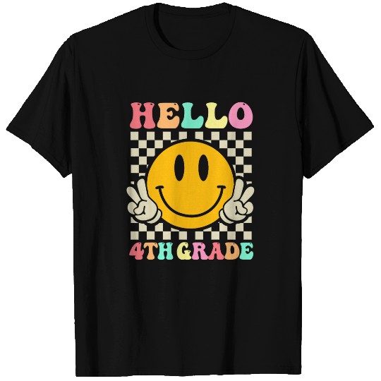 Hello Fourth Grade Smile Face Funny 4th Grade Back To School T-Shirts
