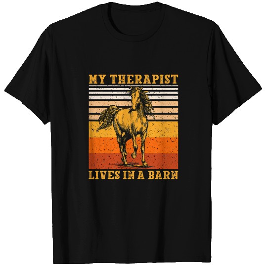 My Therapist Lives In A Barn Funny Equestrian Horse Riding T-Shirts