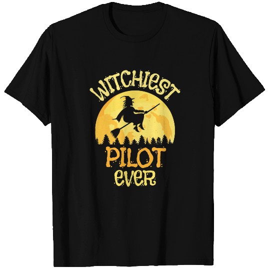 Funny Pilot Witch Halloween Humor T-Shirts