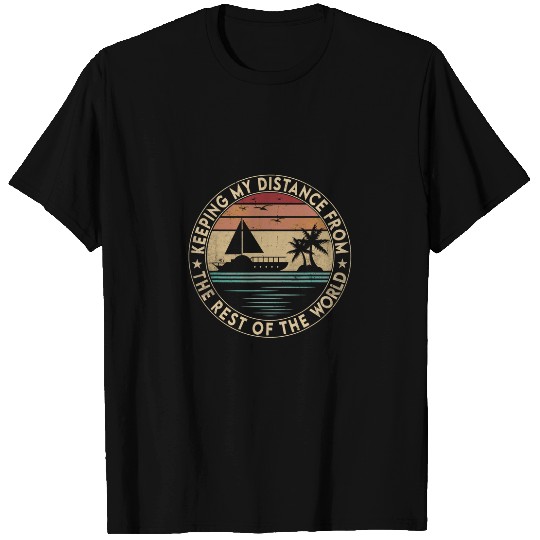 Funny Boating Keeping My Distance Boat Owners Retro vintages T-Shirts