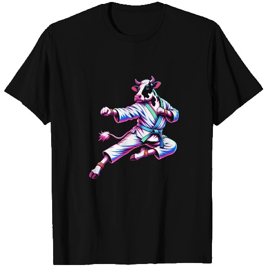Cow Karate Kick Punch Cute Funny Cool Martial Arts Cow 1 T-Shirts