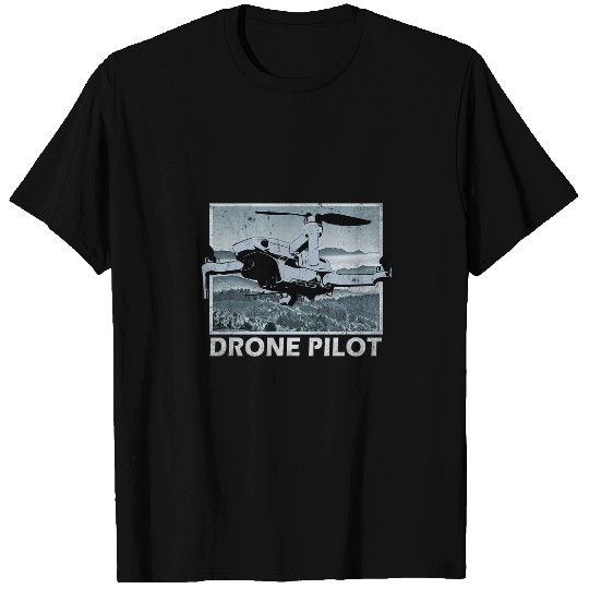 Drone Pilot Over Mountains Mini Pro Vintage T-Shirts