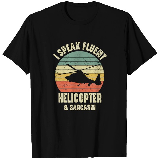 Funny Pilot I Speak Fluent Helicopter Retro Vintage T-Shirts