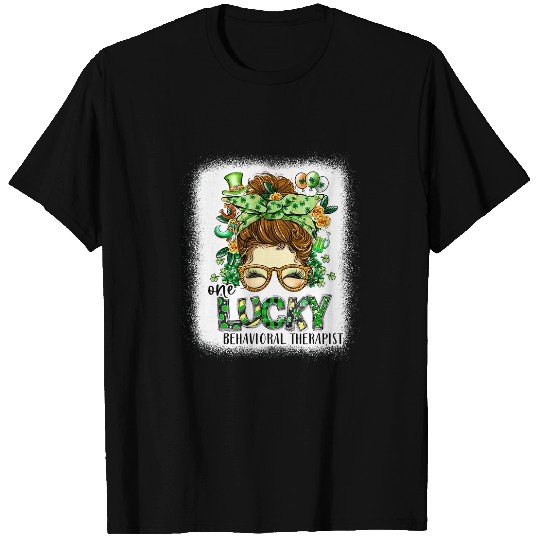 One Lucky Behavioral Therapist Bleached St Patricks Day T-Shirts