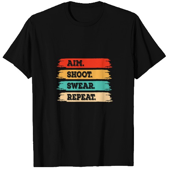 aim shoot swear repeat pool player cueball eightball vintages T-Shirts