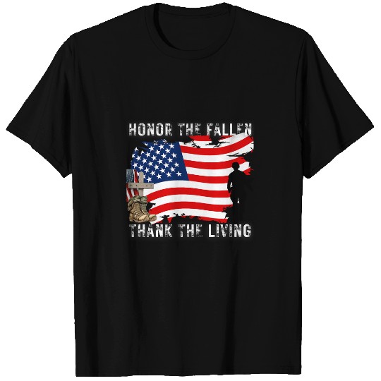 Honor The Fallen Thank The Living Memorial Day US Flag T-Shirts