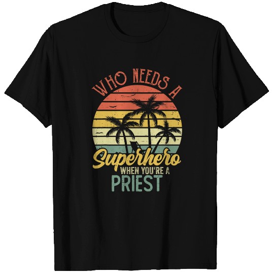 Funny Priest Superhero vintages Tee For Men Dad 2 T-Shirts