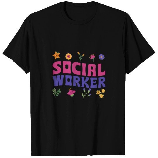 Cute Social Worker Floral Design School Counselor Service T-Shirts