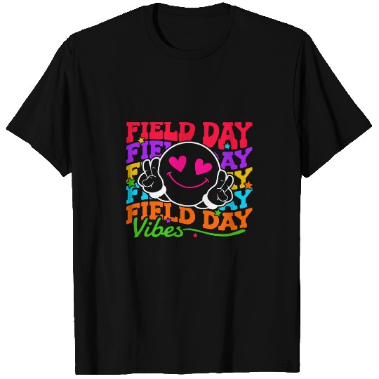 Field Day Vibes Teacher Student Kids School Outdoor Groovy T-Shirts