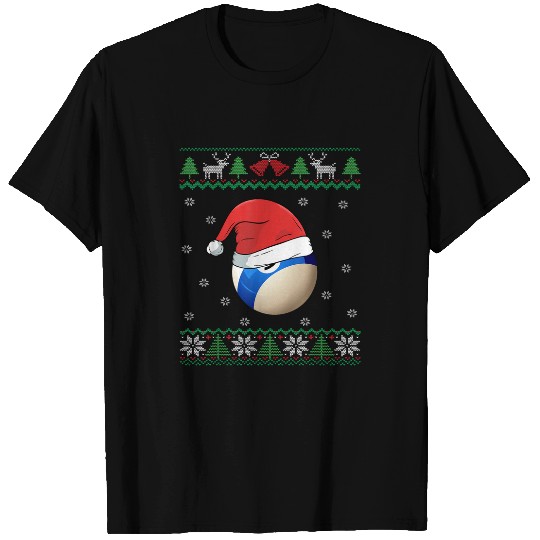 Billiard Ball Ugly Christmas Pool Player T-Shirts