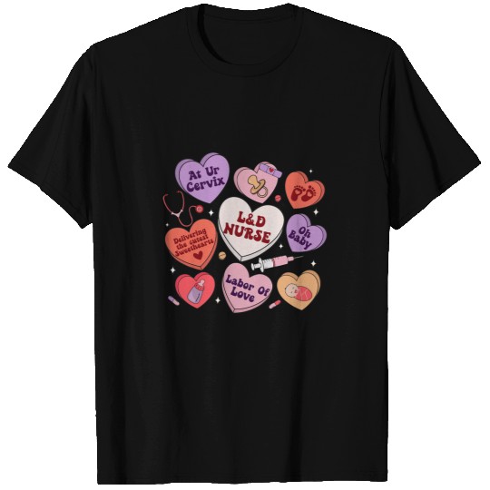 LD nurses Groovy Hearts Candy Valentines Day Women T-Shirts