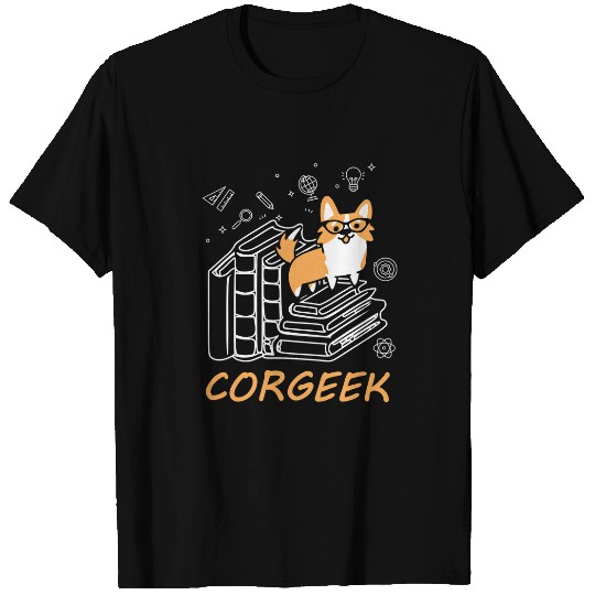 Funny Corgi Geek Corgeek Book Lovers Gift design T-Shirts