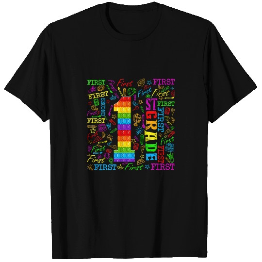 Pop It 1st Grade Typography Back To School Student Teacher T-Shirts