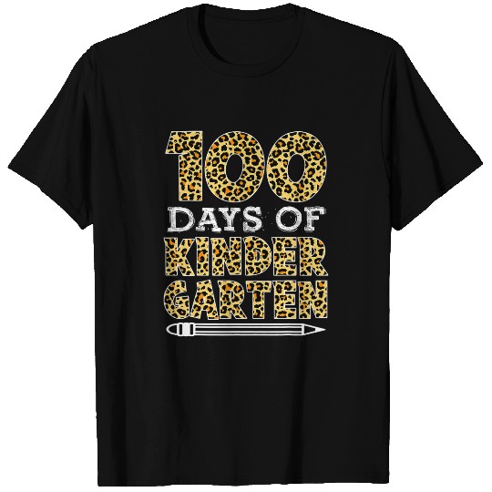 Leopard 100 Days Of Kindergarten Student Teacher Boy Girl 4 T-Shirts
