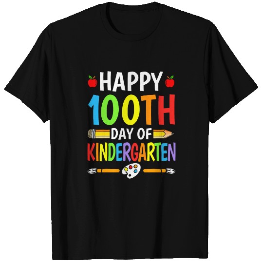 Happy 100th Day Of Kindergarten Teacher Students 100 Days T-Shirts