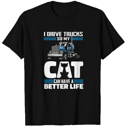 Trucker Cat Big Rig Trucking Truck Driver T-Shirts