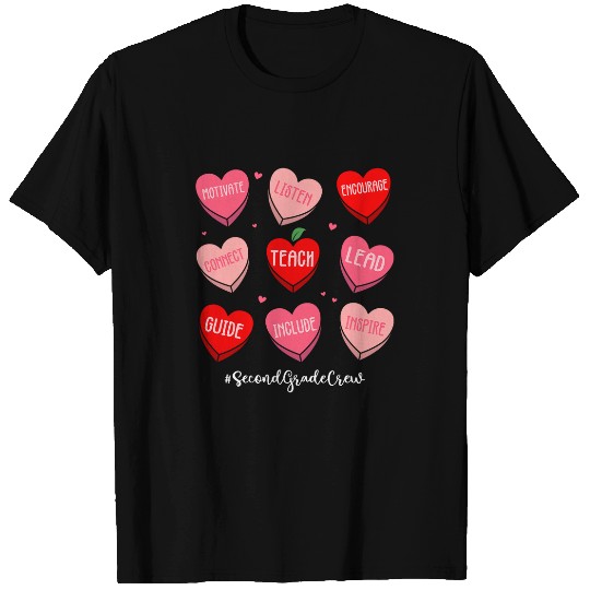 Second Grade Teacher Hearts Valentines Day Women Teachers T-Shirts