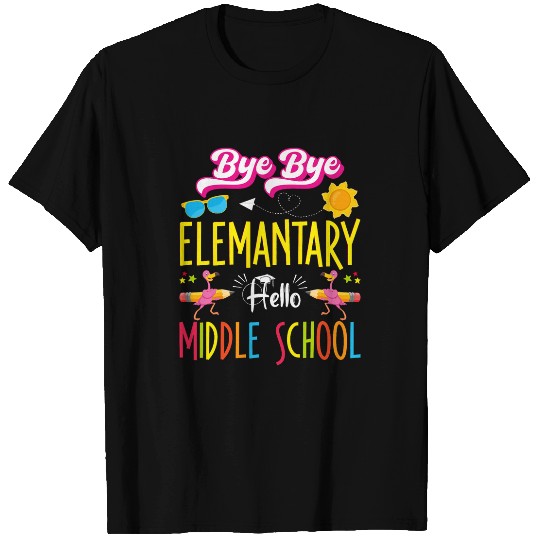 Flamingo Back to School Bye Elementary Hello Middle School T-Shirts