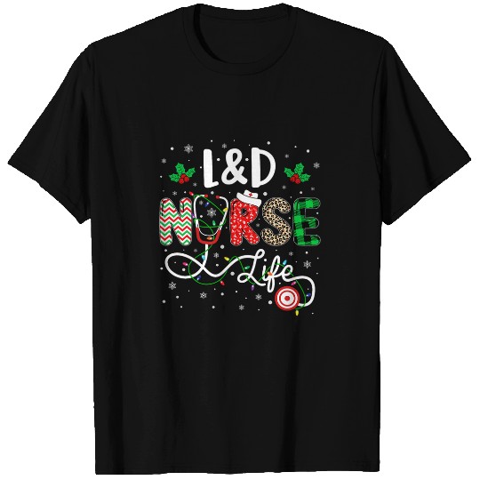 nurses Leopard Print Christmas LD nurses Life T-Shirts