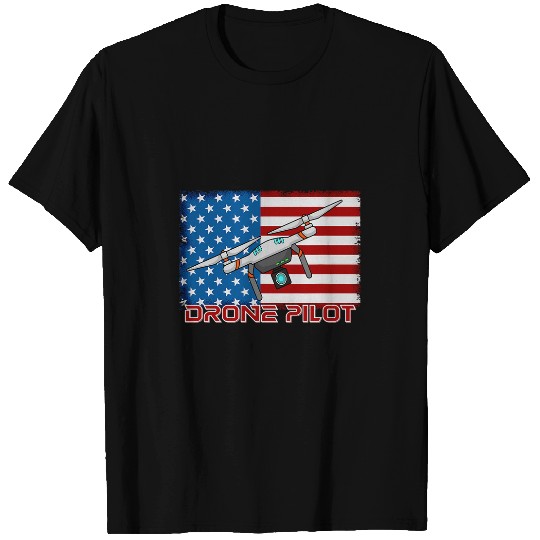USA Flag Quadcopter Photographer Drone Pilot FAA Certified T-Shirts