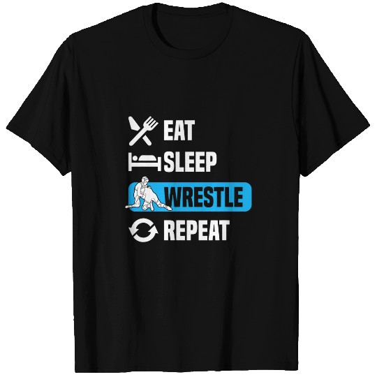 Funny Eat Sleep Wrestle Fighting Quote Heavyweight Design T-Shirts