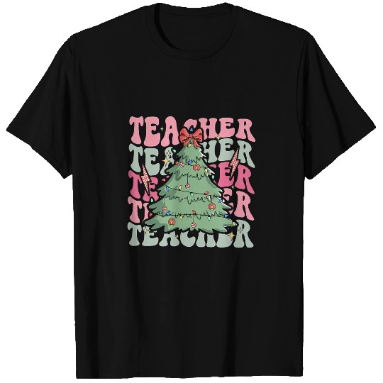 Groovy Kindergarten Teacher Christmas Tree Student School T-Shirts