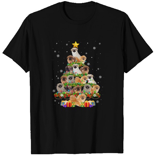 pekingeses christmas tree xmass lights santa pekingese T-Shirts