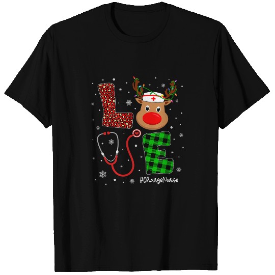 Love Charge nurses Life Reindeer Christmas nurses Leopard T-Shirts