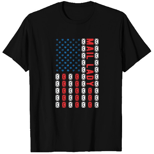 Womens Postal Worker 4th of July Patriotic American Flag T-Shirts