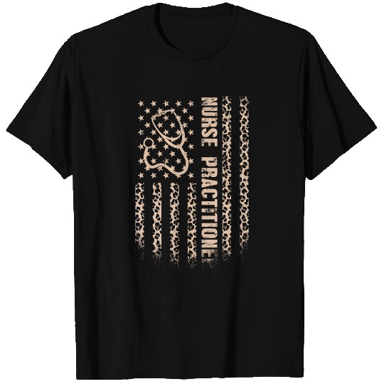 nurses Practitioner American flag Leopard Print Stethoscope T-Shirts