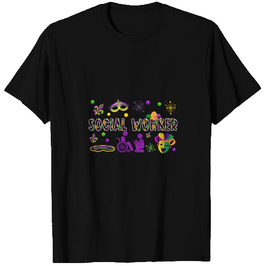 Social Worker Mardi Gras Masked Beads Symbols Collection T-Shirts