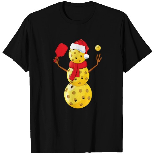 Mens Pickleball Christmas Funny Pickleball Snowman T-Shirts