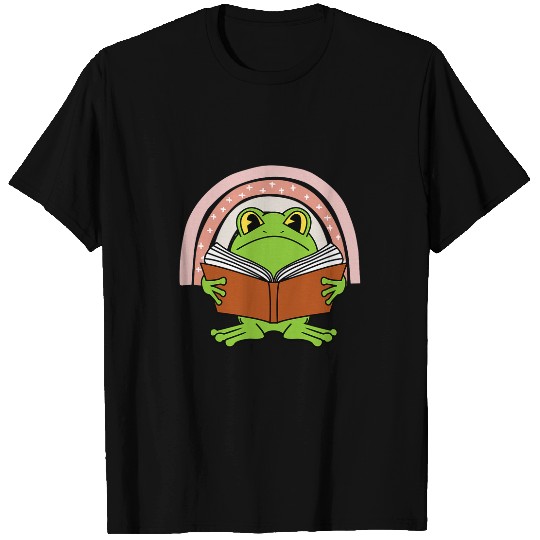 Cottagecore Frog and Book Rainbow Farmcore T-Shirts