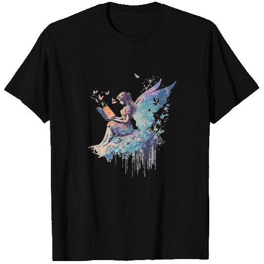 Cottagecore Fairy Reading Book Pastel Goth Watercolor T-Shirts