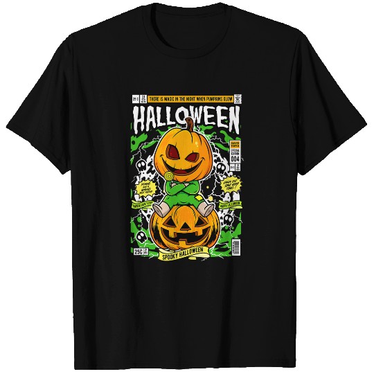 Creepy Cool Halloween JackOLantern Comic Book Cover T-Shirts