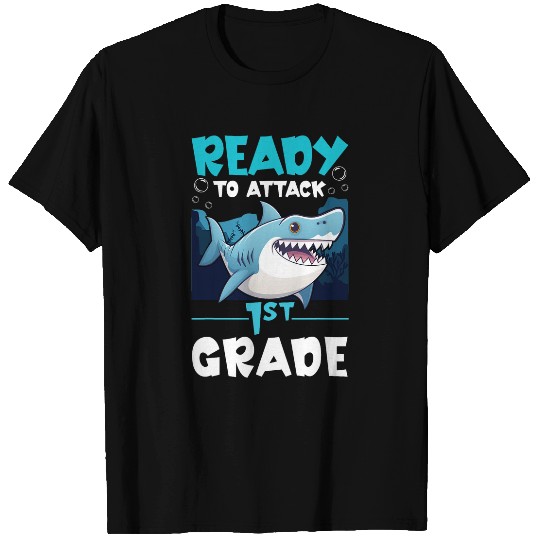 Ready To Attack 1st Grade Shark First Grade Back to School T-Shirts
