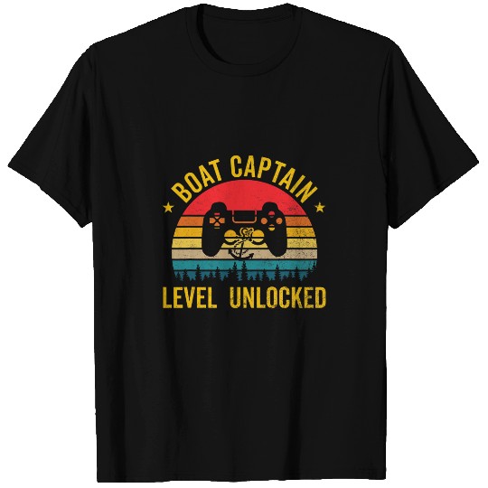 Boat Captain Level Unlocked Gaming Video Games Sailor Owner T-Shirts