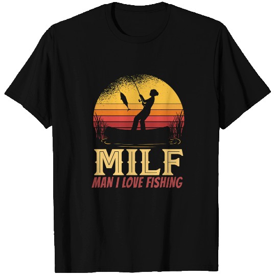 Man I Love Fishing vintages Sunset Lake Boat Line Fish Gag T-Shirts