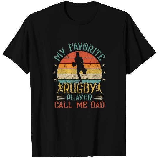 Mens vintages My Favorite Rugby Player Call Me Dad Fathers Day T-Shirts