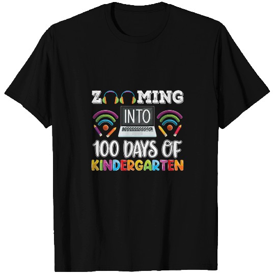 zooming into 100 days of Kindergarten Teacher or Student T-Shirts