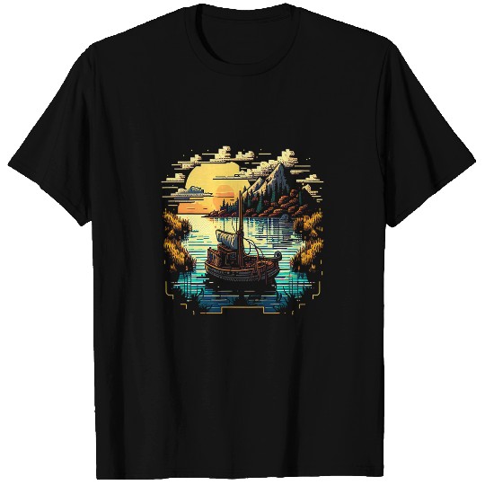 Im an angler with a boat and go fishing pixel art 1 T-Shirts